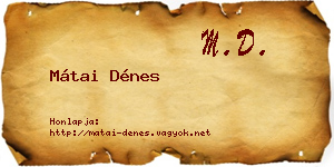 Mátai Dénes névjegykártya